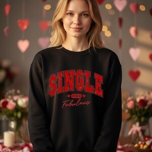 Valentine's Day Sweatshirt "Single and fabulous tee Unisex S M L XL Black New